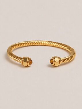 New! Gold Amber Gemstone Cuff Bracelet NWOT